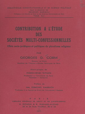 cover image of Contribution à l'étude des sociétés multi-confessionnelles